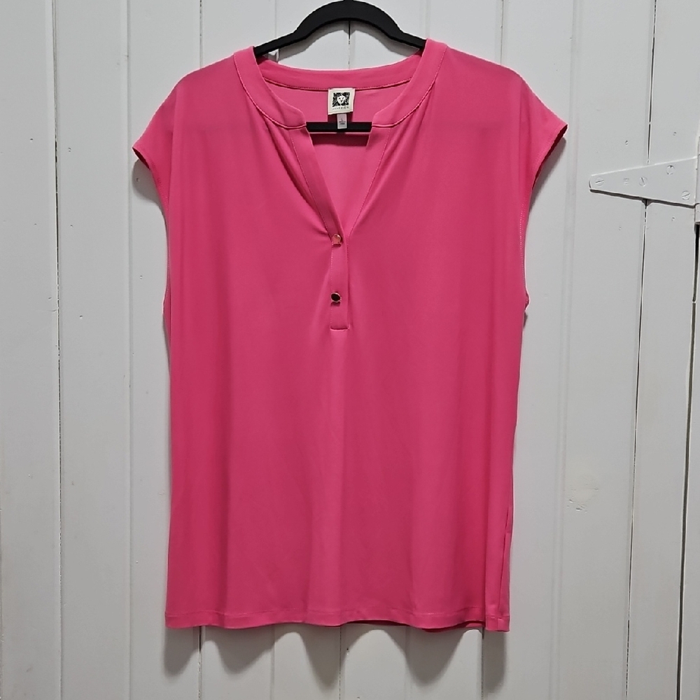 Anne Klein Fuchsia Cap Sleeve Blouse